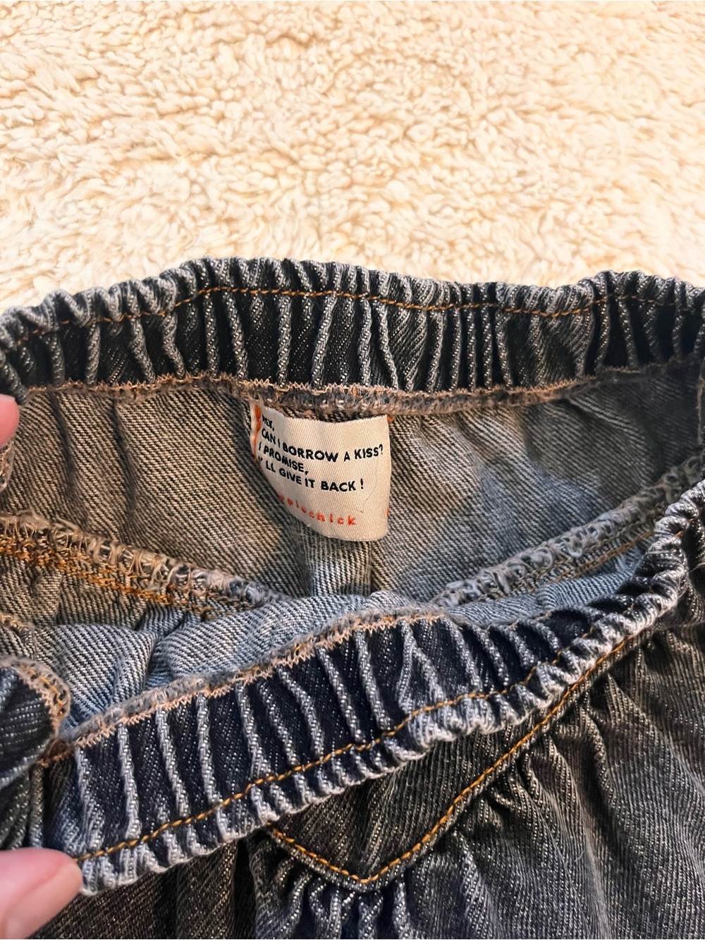 Piupiuchick Girls Black Denim Skirt with Elastic Waist Sz 6 - Picture 2 of 2